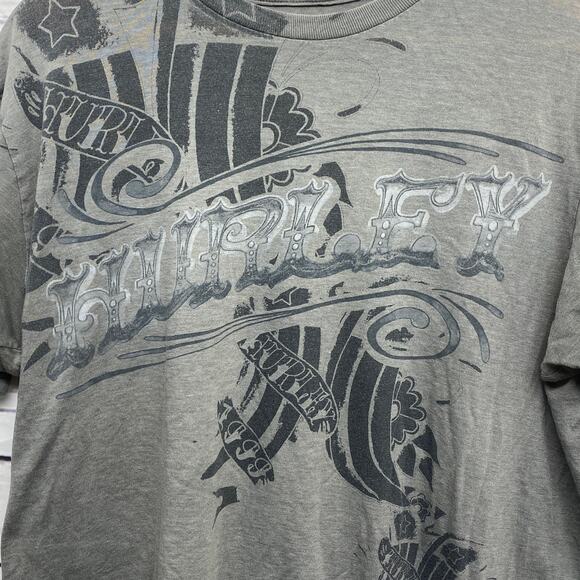 Hurley Gray Short Sleeve Graphic Tee Shirt TShirt Large Lightweight Soft - Picture 7 of 8